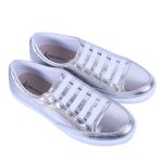 Sapatênis Feminino Casual Rasteiro em Couro de Ajuste Elástico Leve e Confortável