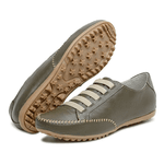Sapatênis Feminino em Couro Legítimo de Elástico Cor Verde Militar Mod.101