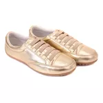 Sapatênis Feminino Couro Ecológico Vernizado Cor Ouro Light Mod. 801