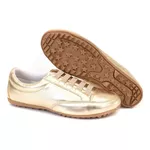 Sapatênis Feminino Couro Ecológico Vernizado Cor Ouro Light Mod. 801