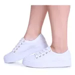 Sapatênis Casual Feminino Rasteiro Cor Branco Mod. 410 - Izabela Araújo