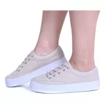 Sapatênis Casual Feminino Perfurado Cor Bege Mod. 210 - Izabela Araújo