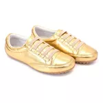 Sapatênis Feminino Couro Ecológico Vernizado Cor Dourado Mod. 801