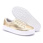 Sapatênis Casual Feminino Rasteiro de Ajuste Elástico Cor Ouro Light Mod. 811 - Izabela Araújo