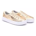 Sapatênis Casual Feminino Rasteiro de Ajuste Elástico Cor Ouro Light Mod. 811 - Izabela Araújo