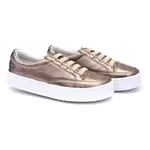Sapatênis Casual Feminino Rasteiro de Ajuste Elástico Cor Prata Velha Mod. 811 - Izabela Araújo