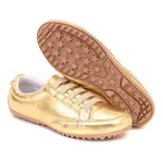 Sapatênis Feminino Couro Ecológico Vernizado Cor Dourado Mod. 801