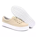 Sapatênis Casual Feminino Perfurado Cor Bege Mod. 210 - Izabela Araújo