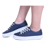 Sapatênis Casual Feminino Perfurado Cor Azul Marinho Mod. 210 - Izabela Araújo