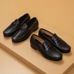 Mocassim Monaco Black Floater Solado de Couro