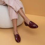 Sapato Feminino Loafer Costanza Couro Wine