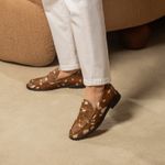 Mocassim Feminino Ornella Couro Animal Print