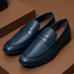 Mocassim Modena Azul Solado de Borracha