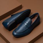 Mocassim Modena Azul Solado de Borracha