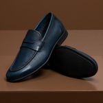 Mocassim Modena Azul Solado de Borracha