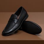 Mocassim Modena Preto Solado de Borracha