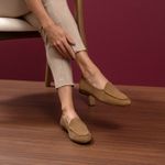 Sapato Feminino Loafer Costanza Bronze Suede