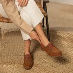 Mocassim Náutico Feminino Couro Suede Castanho