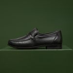 Clássico Mocassim Preto 001 Couro e Antiderrapante