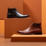 Bota Masculina Chelsea de Couro Preto