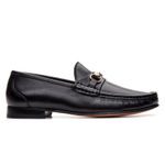 Mocassim Gold de Couro Preto Gj02 Solado de Couro