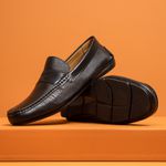 Mocassim Masculino Drive de Couro Floater Preto