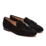 Sapato Feminino Loafer Tassel Allegra Suede Preto