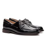 Mocassim Náutico Feminino Boboli Couro Box Preto com Solado de Couro