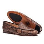 Sapato Feminino Loafer Costanza Couro Cobra Café