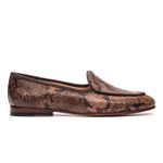 Sapato Feminino Loafer Costanza Couro Cobra Café