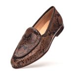 Sapato Feminino Loafer Costanza Couro Cobra Café