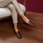 Sapato Feminino Loafer Costanza Café Croco