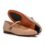 Sapatilha Feminina Domenica Couro Suede Aveia