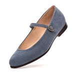 Sapatilha Feminina Domenica Couro Velour Azul Denin