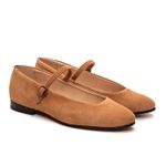 Sapatilha Feminina Domenica Couro Velour Tan