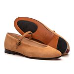 Sapatilha Feminina Domenica Couro Velour Tan