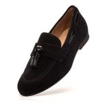 Sapato Feminino Loafer Tassel Allegra Suede Preto