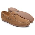 Mocassim Sider Casual Masculino de Couro Camurça Caramelo 3587