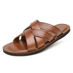 Sandália Masculina de Couro Caramelo 363006