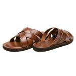 Sandália Masculina de Couro Caramelo 363006