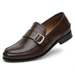 Mocassim Argentino Masculino de Couro Café Com Fivela 4301