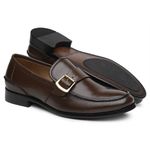 Mocassim Argentino Masculino de Couro Café Com Fivela 4301