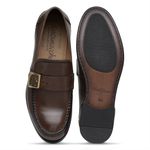 Mocassim Argentino Masculino de Couro Café Com Fivela 4301