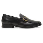 Mocassim Argentino Masculino de Couro Preto Com Fivela 4301