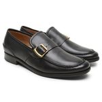 Mocassim Argentino Masculino de Couro Preto Com Fivela 4301