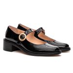 Sapato Boneca Camellia Couro Verniz Preto