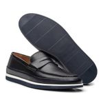 Sapato Loafer Pienza de Couro Marinho Escuro