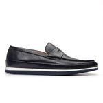 Sapato Loafer Pienza de Couro Marinho Escuro