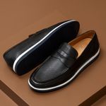 Sapato Loafer Pienza de Couro Marinho Escuro