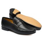 Mocassim Casual Floater Preto Gf03 Solado De Couro